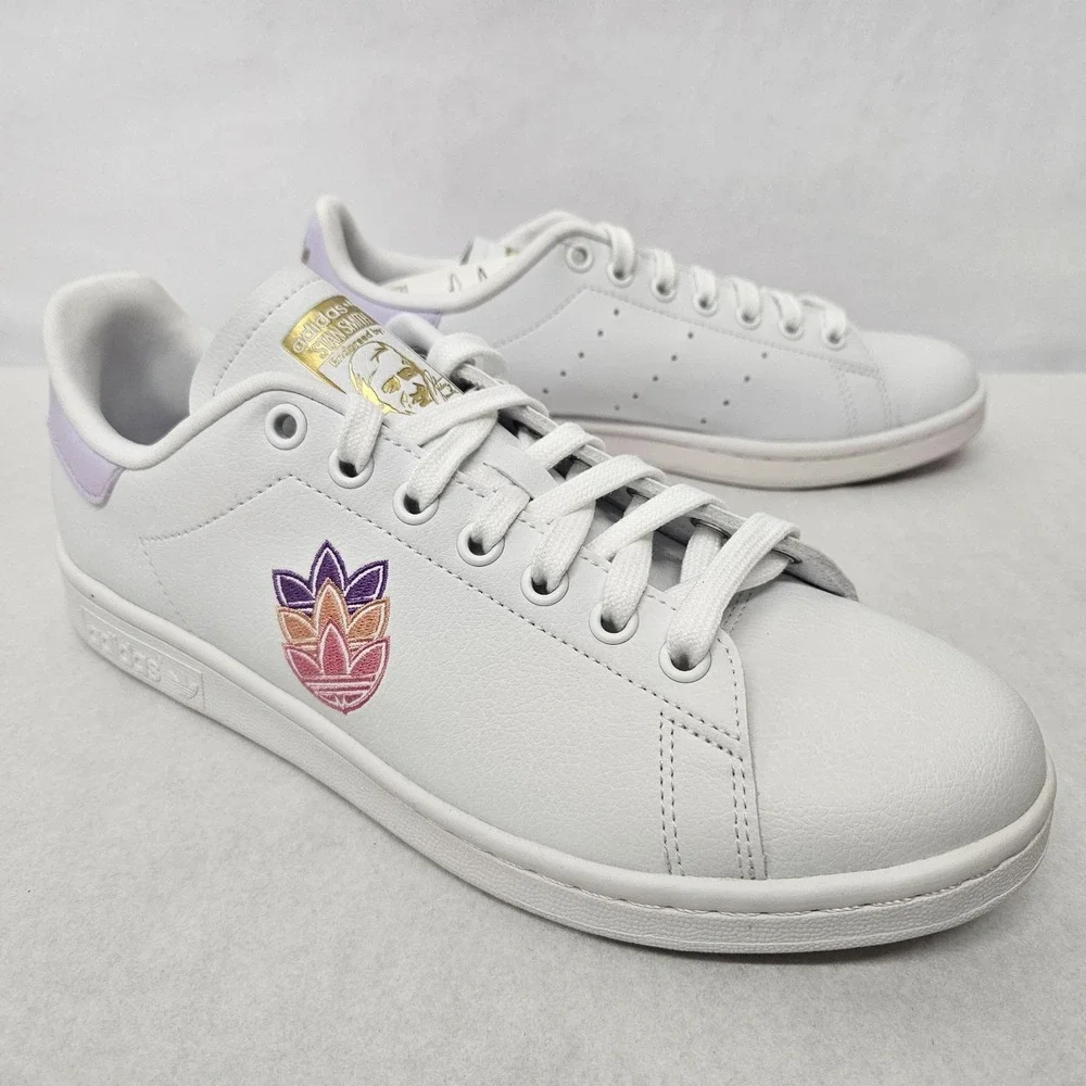 Adidas Stan Smith Casual‎ Sneakers GZ8142 White Purple Gold Women's Size 8.5